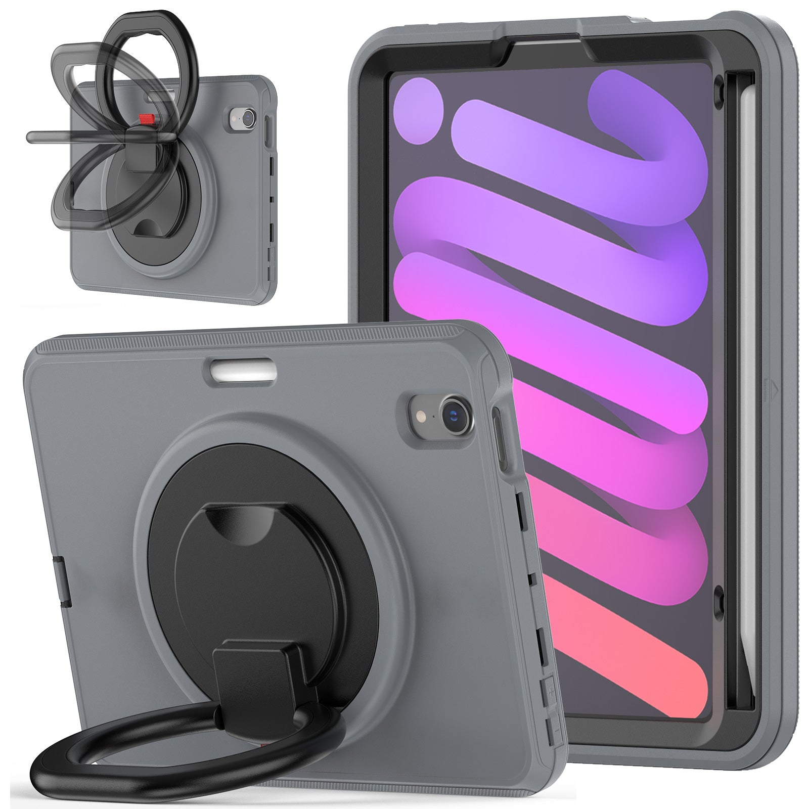 Tablet Case for iPad mini (2021) PC TPU Anti-Drop Protective Cover with Handle Grip Kickstand Tablet Case for iPad mini (2021) PC TPU Anti-Drop Protective Cover with Handle Grip Kickstand